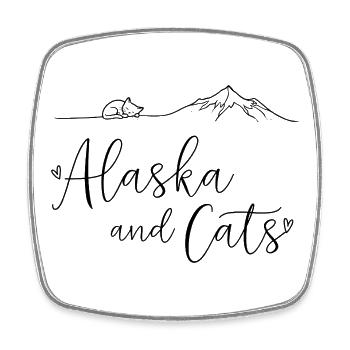 Alaska et les chats aiment l’art de lignes fines - Magnet carré - blanc - Devant
