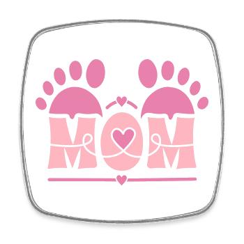 MOM Heart Footprint - Square fridge magnet - white - Front