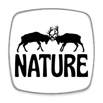 T-Shirt Fighting Deer Nature Wilderness Forest - Square fridge magnet - white - Front