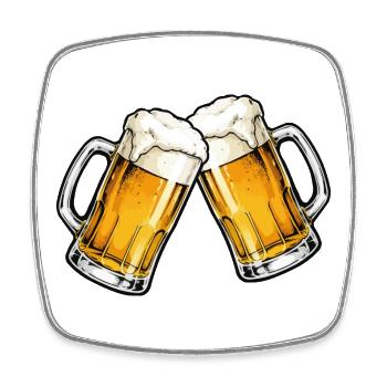 Bier Anstoßen Moment - Viereckiger Kühlschrankmagnet - Weiß - Vorne