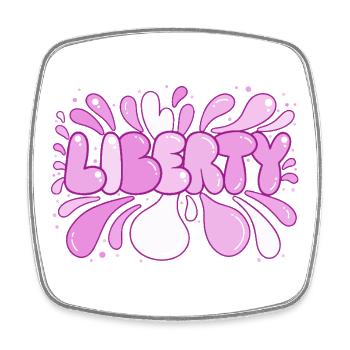 Freedom Pink Pop Art Bubbles - Square fridge magnet - white - Front