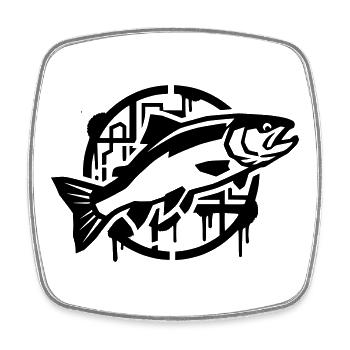 Trout Salmon Fishing Fishing Street Art - Square fridge magnet - white - Front