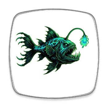 Apportez votre propre lumière – Poisson-grenouille des profondeurs - Magnet carré - blanc - Devant