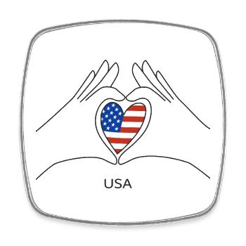 USA Herz mit Amerikanischer Flagge Amerika Fan - Viereckiger Kühlschrankmagnet - Weiß - Vorne