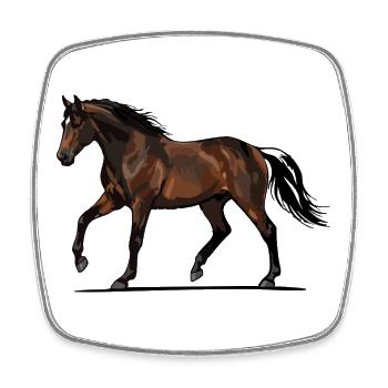 Bay Horse on the Run Vector Illustration - Square fridge magnet - white - Front