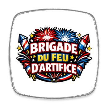Brigade du Feu d’Artifice 14 Juillet - Magnet carré - blanc - Devant
