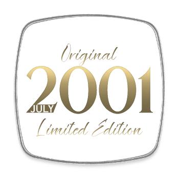 Cadeau d’anniversaire pour le 25e anniversaire Millésime juillet 2001 - Magnet carré - blanc - Devant