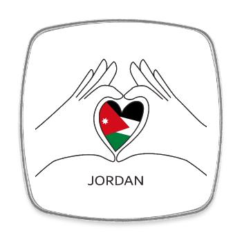 Jordanien Fan Herz mit Jordanischer Flagge - Viereckiger Kühlschrankmagnet - Weiß - Vorne