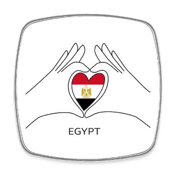Ägypten Fan Herz mit Ägyptischer Flagge - Viereckiger Kühlschrankmagnet - Weiß - Vorne