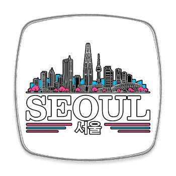 Seoul Korea Retro Vintage South Korean - Square fridge magnet - white - Front