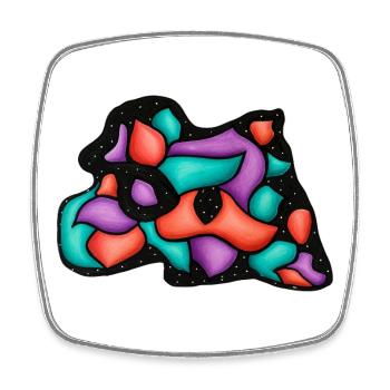 Blocs abstraits de couleur dans le fond nocturne - Magnet carré - blanc - Devant