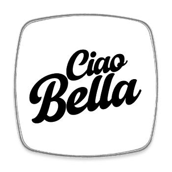 Ciao Bello Italien Spruch – Minimal Typo Design - Viereckiger Kühlschrankmagnet - Weiß - Vorne
