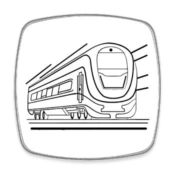 Train - Magnet carré - blanc - Devant