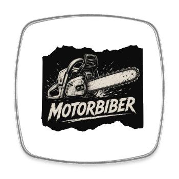 Motorbiber Chainsaw - Square fridge magnet - white - Front