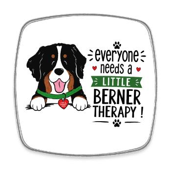 Chien de montagne bernois Petit Berner Humour de chien de thérapie - Magnet carré - blanc - Devant