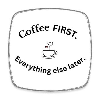 Café d’abord | Design minimaliste pour amateurs de café - Magnet carré - blanc - Devant