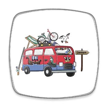 Dänemark Camper Motiv Vanlife Camping Urlaub - Viereckiger Kühlschrankmagnet - Weiß - Vorne