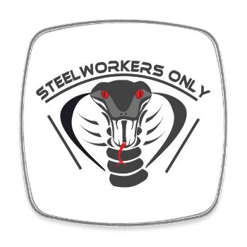 Steelworkers_only_001 - Square fridge magnet - white - Front
