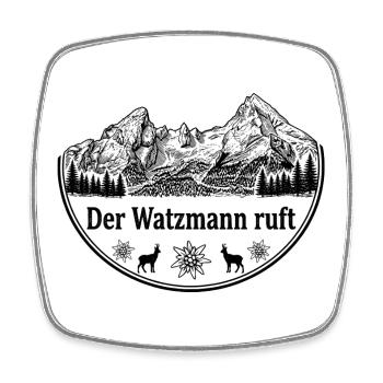 Watzmann T-Shirt – Der Watzmann ruft – Berg-Design - Viereckiger Kühlschrankmagnet - Weiß - Vorne