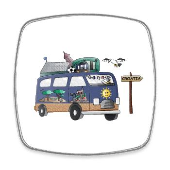 Croatia Camper Motif Vanlife Camping Holiday - Square fridge magnet - white - Front