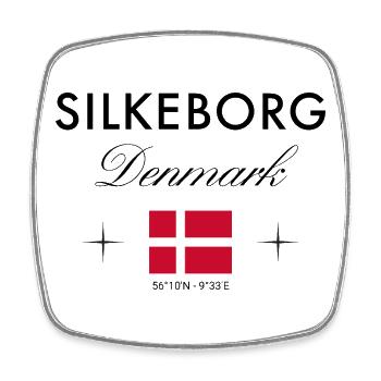 Silkeborg Denmark coordinates travel souvenir - Square fridge magnet - white - Front