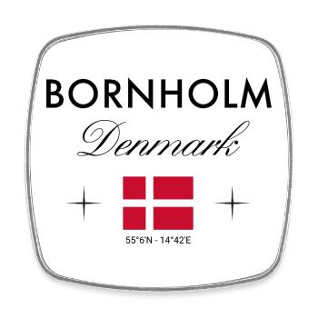 Bornholm Denmark Coordinates Travel Souvenir - Square fridge magnet - white - Front