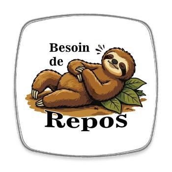 Paresseux Détendu Sur Feuilles - Magnet carré - blanc - Devant