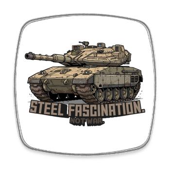 RCCX Merkava – Steel Fascination. Not War. - Square fridge magnet - white - Front