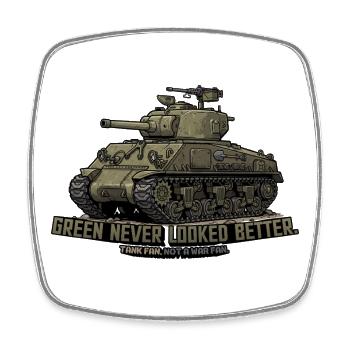Sherman Tank – Le vert n’a jamais été aussi beau | RCCX - Magnet carré - blanc - Devant
