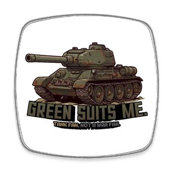 Char T-34 – Me convient vert - Magnet carré - blanc - Devant