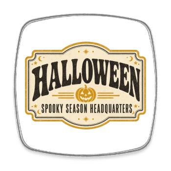 Enseigne vintage de boutique d’Halloween – Saison Rétro Effrayante - Magnet carré - blanc - Devant