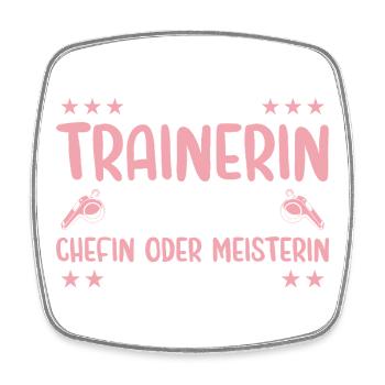 Trainerin Chefin oder Meisterin Fußballtrainerin - Viereckiger Kühlschrankmagnet - Weiß - Vorne