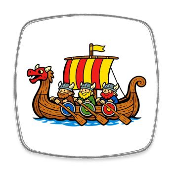 Bateau viking - Magnet carré - blanc - Devant