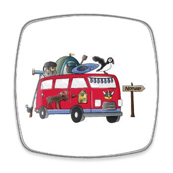 Vacances en camping en vanlife avec motif de camping-campeur en Norvège - Magnet carré - blanc - Devant