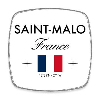 Saint Malo Frankreich Koordinaten Reise Souvenir - Viereckiger Kühlschrankmagnet - Weiß - Vorne