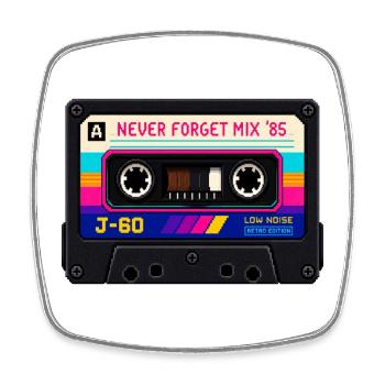 Retro Kassette Pixel Kunst - Viereckiger Kühlschrankmagnet - Weiß - Vorne