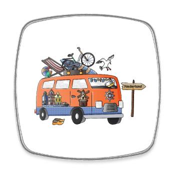 Holland Camper Motiv Vanlife Camping Urlaub - Viereckiger Kühlschrankmagnet - Weiß - Vorne