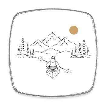 Kajak im Gebirgssee - Viereckiger Kühlschrankmagnet - Weiß - Vorne