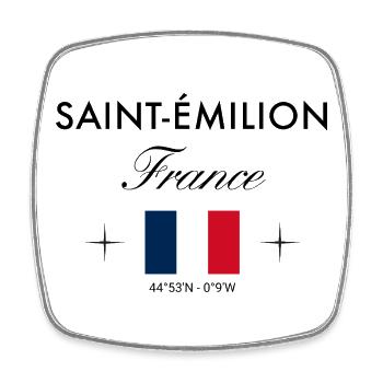 Saint Emilion Frankreich Koordinate Reise Souvenir - Viereckiger Kühlschrankmagnet - Weiß - Vorne