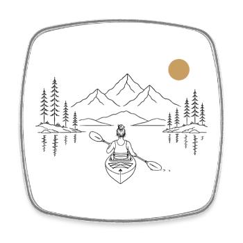 Kayak on the lake - Square fridge magnet - white - Front