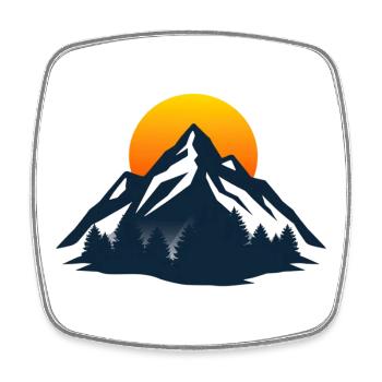 Sunset Mountain Silhouette - Square fridge magnet - white - Front