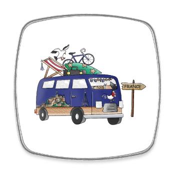 France Camper Motif Vanlife Camping Holiday - Square fridge magnet - white - Front