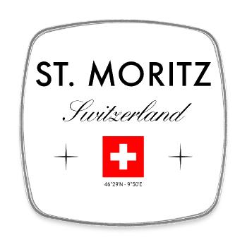 St. Moritz Schweiz Koordinaten Reise Souvenir - Viereckiger Kühlschrankmagnet - Weiß - Vorne