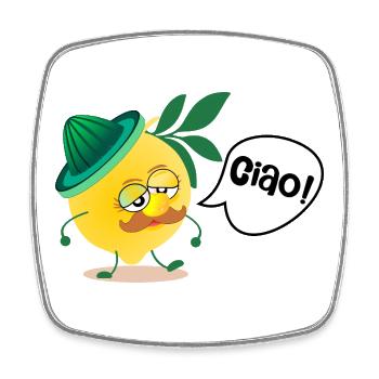 Italy Lemons Mustache - Square fridge magnet - white - Front