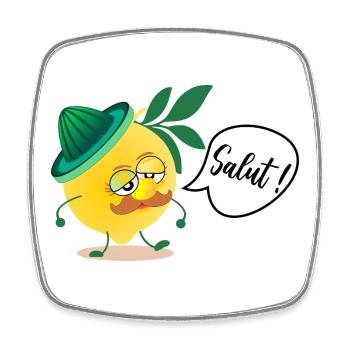 Citron Moustache Papa - Magnet carré - blanc - Devant
