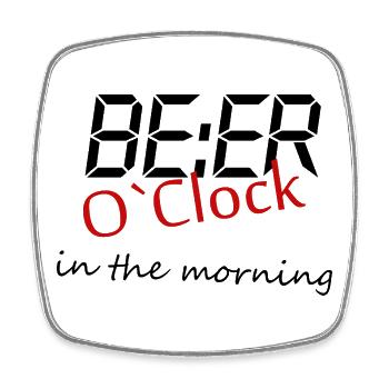 Beer o clock Lustiger Bier Spruch Geschenk - Viereckiger Kühlschrankmagnet - Weiß - Vorne