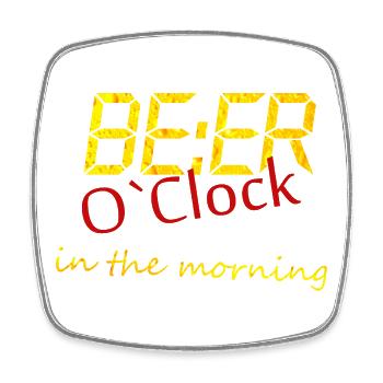 Bier Uhr am Morgen. Fundesign. Saufshirt - Viereckiger Kühlschrankmagnet - Weiß - Vorne