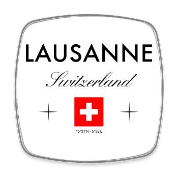 Lausanne Schweiz Koordinaten Reise Souvenir - Viereckiger Kühlschrankmagnet - Weiß - Vorne