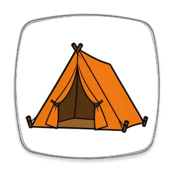 Orangene Zeltabenteuer - Viereckiger Kühlschrankmagnet - Weiß - Vorne