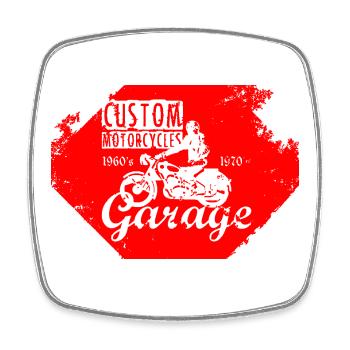 Custom Motorcycles Garage Retro Design - Square fridge magnet - white - Front